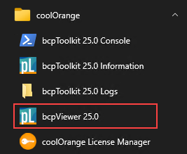 bcpViwer start menu shortcut